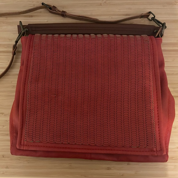 5 for $8-Red Perforated Satchel Purse - Picture 2 of 8